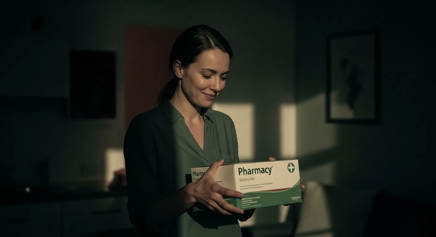 Persona recibiendo una caja de farmacia