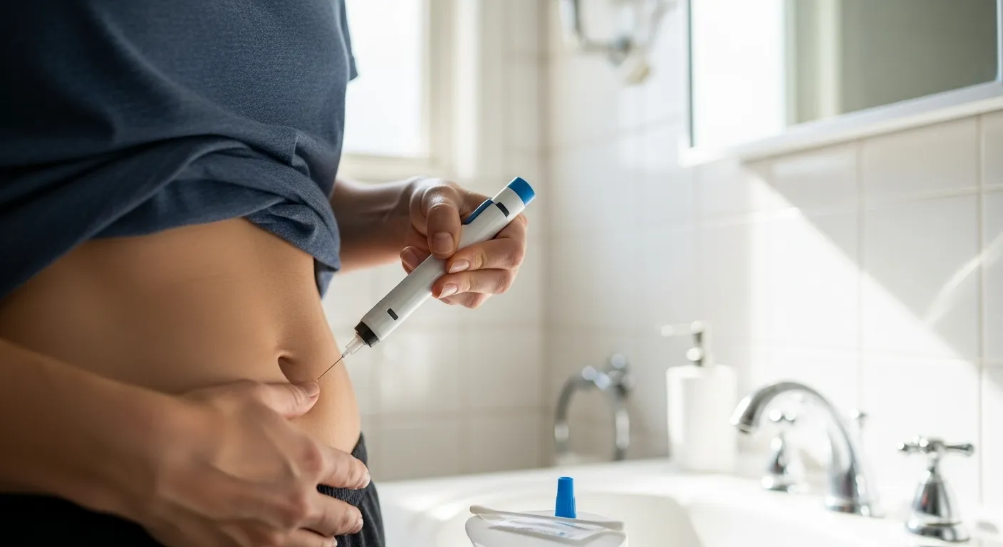 Persona aplicandose inyección