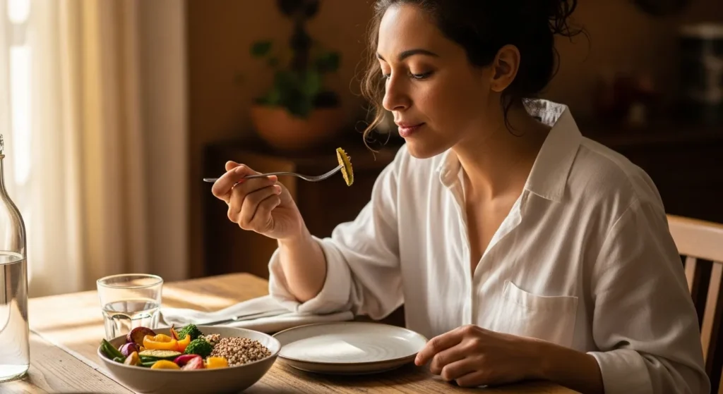 Persona comiendo ensalada