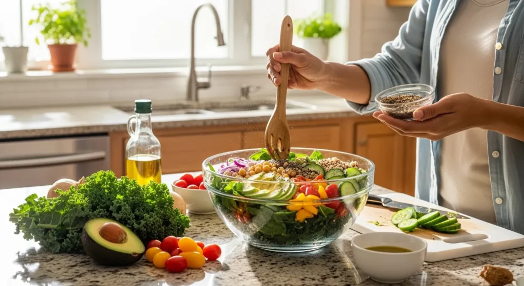 Preparando ensalada